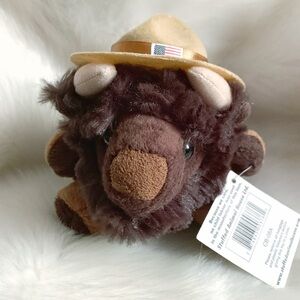 Stuffed Animal House Mini Bison Plush Ranger Hat